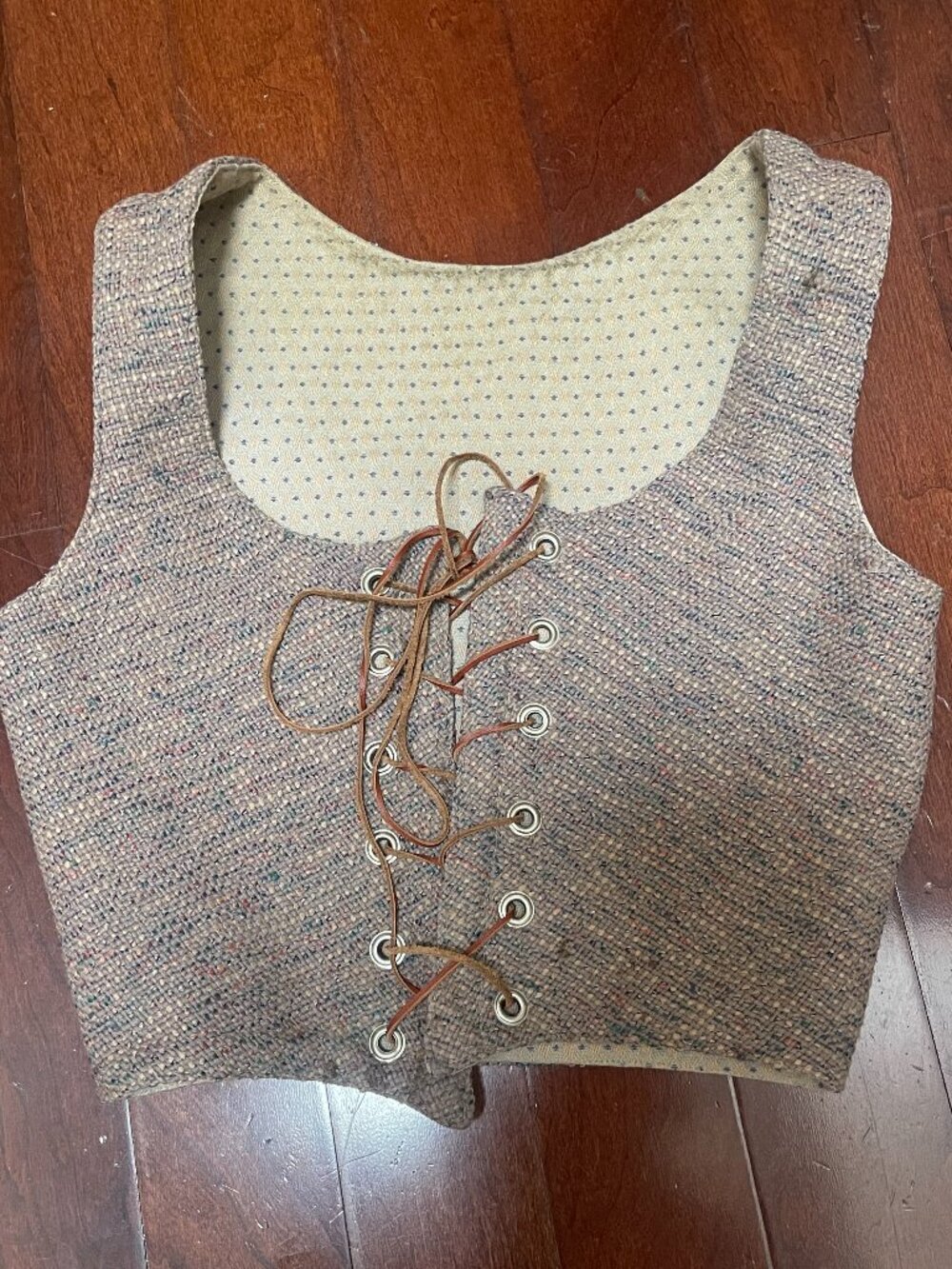 Handmade Tapestry Lace-Up Crop Vest Cottagecore Boho